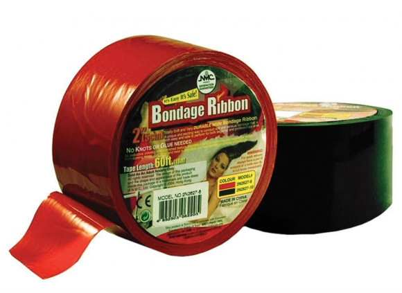 Красная липкая лента для фиксации BONDAGE RIBBON - 18 м.