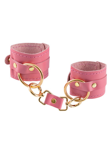 Розовые однослойные кожаные наручники Розовые однослойные кожаные наручники