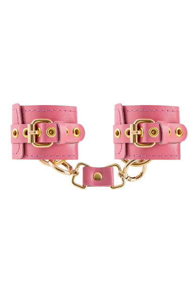Розовые однослойные кожаные наручники Розовые однослойные кожаные наручники