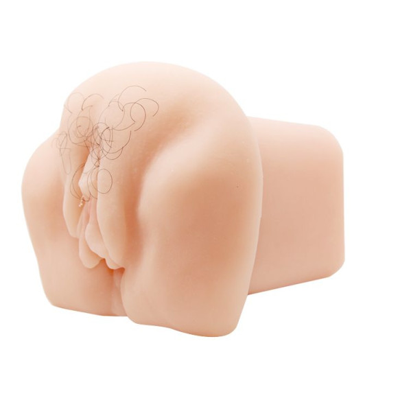 Телесный мастурбатор-вагина с оволосением и вибрацией