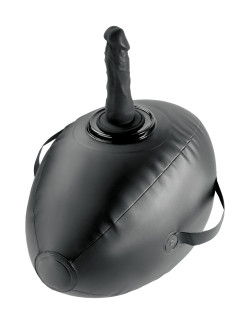 Черный надувной мяч с платформой для фиксации дилдо Body Dock Inflatable Love Ball