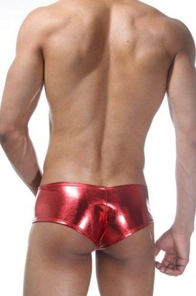 Красные блестящие трусы-хипсы с кружевными вставками Красные блестящие трусы-хипсы с кружевными вставками