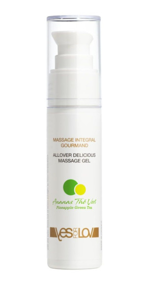 Универсальный массажный гель 3-в-1 Allover Delicious с ароматом ананаса и зеленого чая - 50 мл. Универсальный массажный гель 3-в-1 Allover Delicious с ароматом ананаса и зеленого чая - 50 мл.