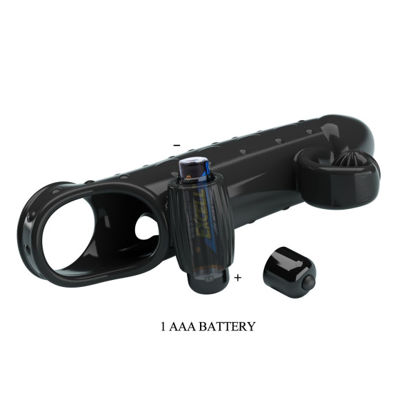 Черная вибронасадка на пенис с подхватом мошонки - 20 см. Черная вибронасадка на пенис с подхватом мошонки - 20 см.