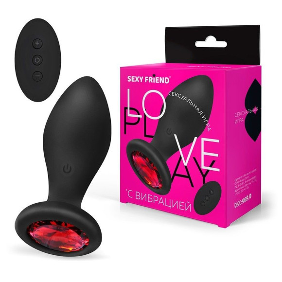 Черная вибровтулка с прозрачным кристаллом и пультом ДУ - 9 см. Черная вибровтулка с прозрачным кристаллом и пультом ДУ - 9 см.