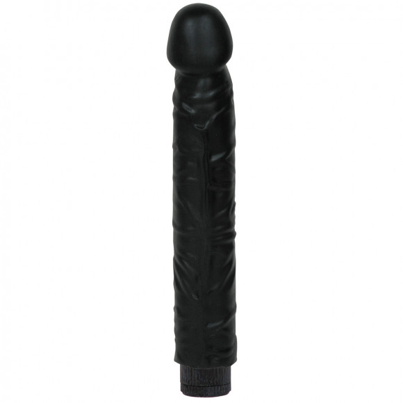 Черный вибратор Quivering Cock - 21,5 см.