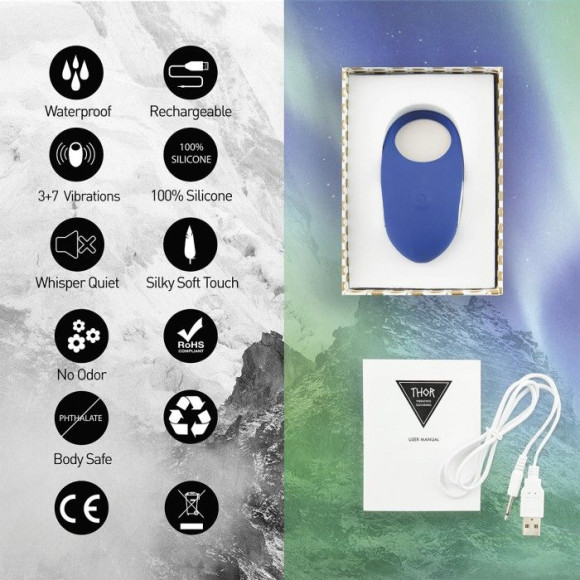 Синее кольцо с вибрацией Thor Cockring Синее кольцо с вибрацией Thor Cockring