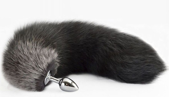 Серебристая анальная пробка с хвостом Серебристая анальная пробка с хвостом