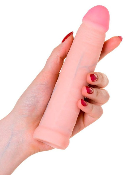 Телесный поясной страпон с вагинальной пробкой - 17 см. Телесный поясной страпон с вагинальной пробкой - 17 см.