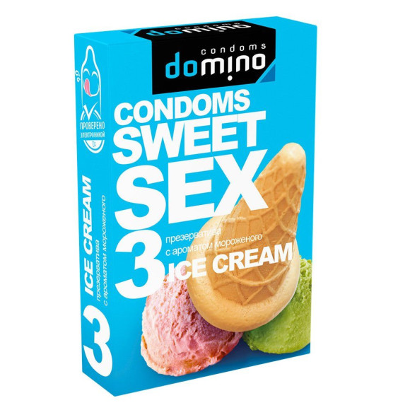 Презервативы для орального секса DOMINO Sweet Sex с ароматом мороженого - 3 шт. Презервативы для орального секса DOMINO Sweet Sex с ароматом мороженого - 3 шт.