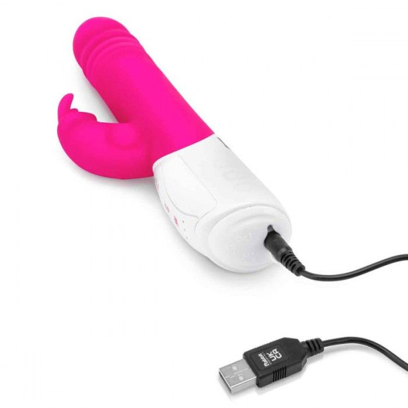 Розовый пульсирующий вибромассажер G-Spot Thrusting Rabbit - 24 см. Розовый пульсирующий вибромассажер G-Spot Thrusting Rabbit - 24 см.