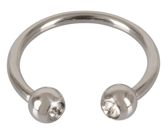 Серебристое металлическое кольцо для пениса Rebel с шариками