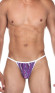 Фиолетовые трусы-стринги с принтом и контрастной отделкой Фиолетовые трусы-стринги с принтом и контрастной отделкой
