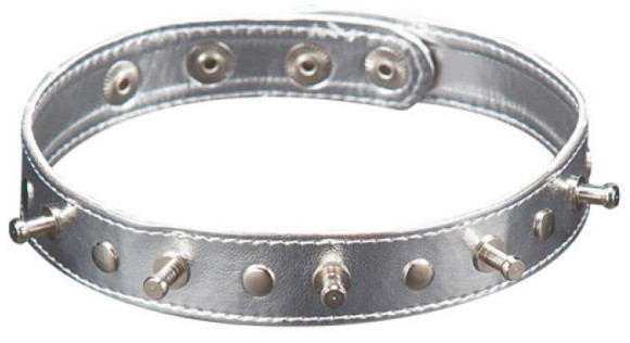 Серебристый ошейник с шипами Серебристый ошейник с шипами