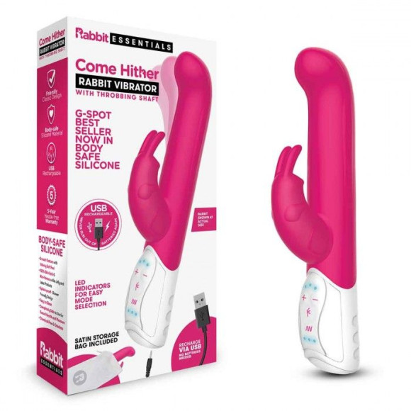 Розовый вибромассажер для G-точки Come hither G-Spot Rabbit - 24,5 см. Розовый вибромассажер для G-точки Come hither G-Spot Rabbit - 24,5 см.