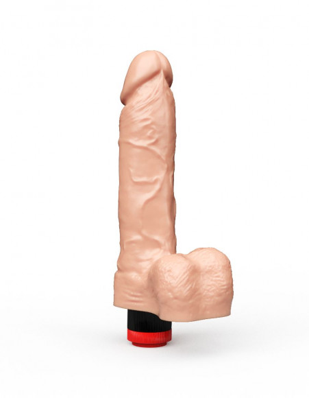 Гелевый виброфаллос с мошонкой - 19 см.