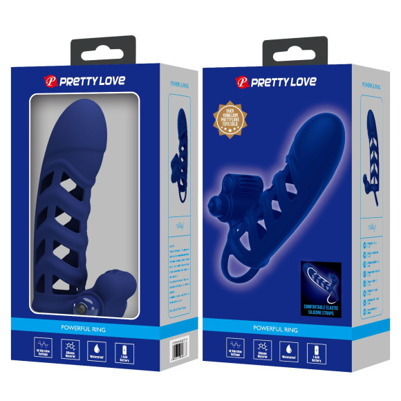Синяя насадка на пенис Powerful Ring - 18,8 см. Синяя насадка на пенис Powerful Ring - 18,8 см.
