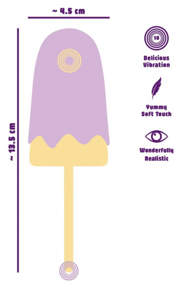 Сиреневый мини-вибратор в форме пломбира Vibrating Popsicle