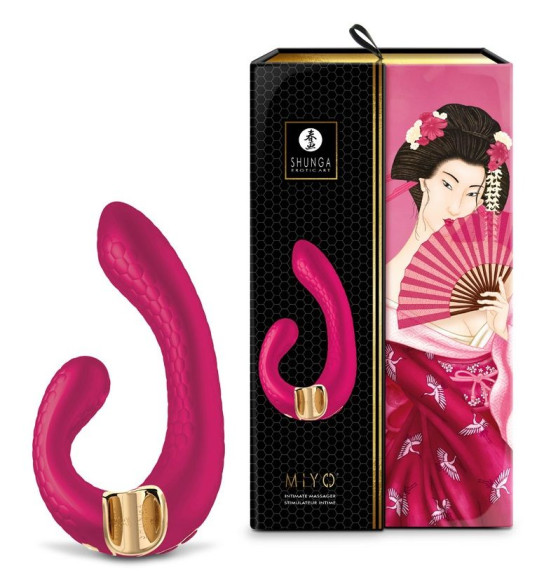 Малиновый гибкий вибростимулятор MIYO с двумя моторами - 18,5 см. Малиновый гибкий вибростимулятор MIYO с двумя моторами - 18,5 см.