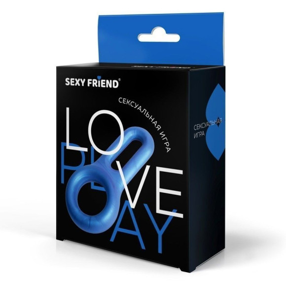 Голубое эрекционное кольцо с петлёй Голубое эрекционное кольцо с петлёй