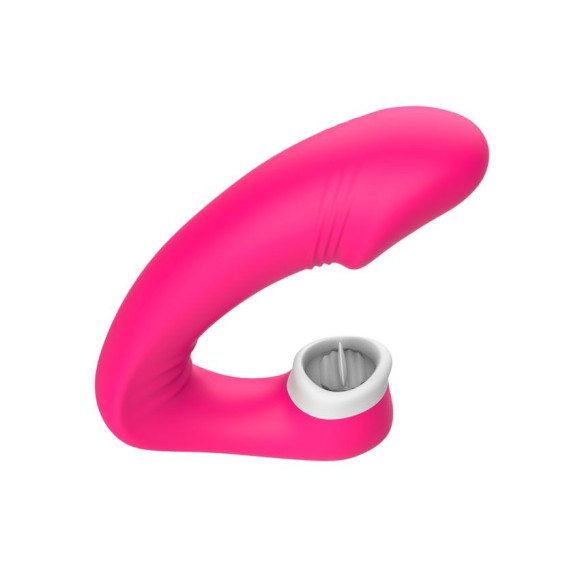 Розовый вибромассажёр с клиторальной стимуляцией Розовый вибромассажёр с клиторальной стимуляцией