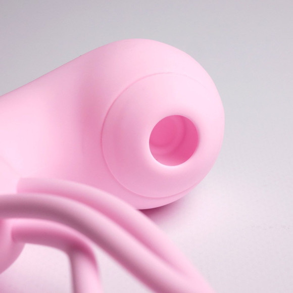 Розовый вакуумный стимулятор клитора с вагинальными виброшариками Розовый вакуумный стимулятор клитора с вагинальными виброшариками